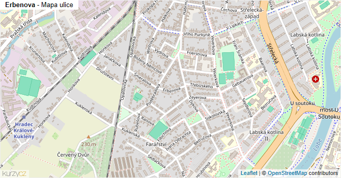 Erbenova - mapa ulice