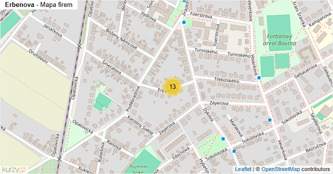 Erbenova - mapa firem