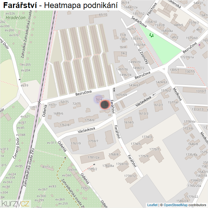 Mapa Farářství - Firmy v ulici.
