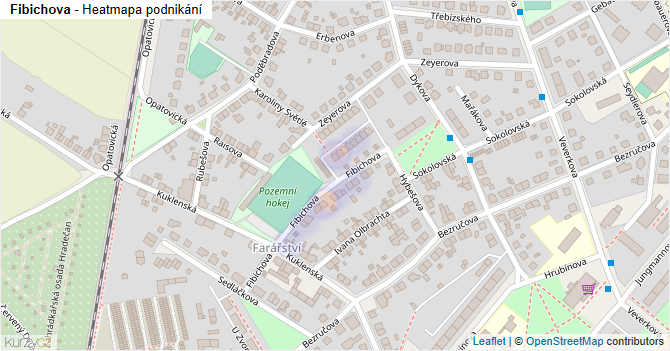 Fibichova - mapa podnikání
