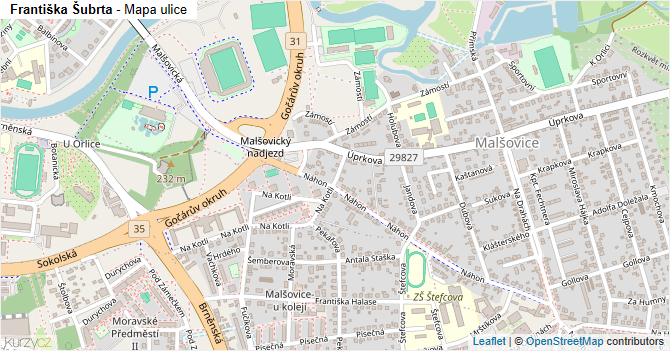Františka Šubrta - mapa ulice