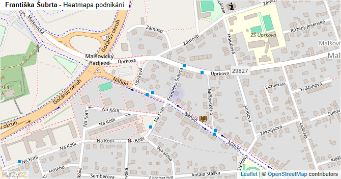 Františka Šubrta - mapa podnikání