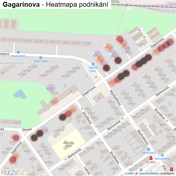 Mapa Gagarinova - Firmy v ulici.