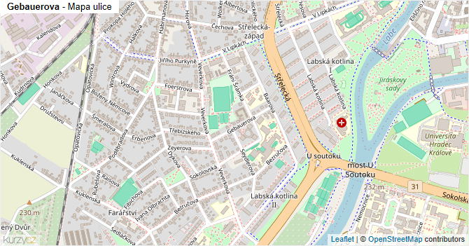Gebauerova - mapa ulice