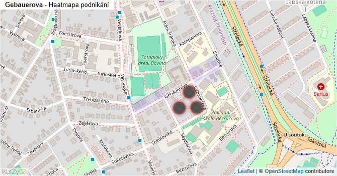 Gebauerova - mapa podnikání
