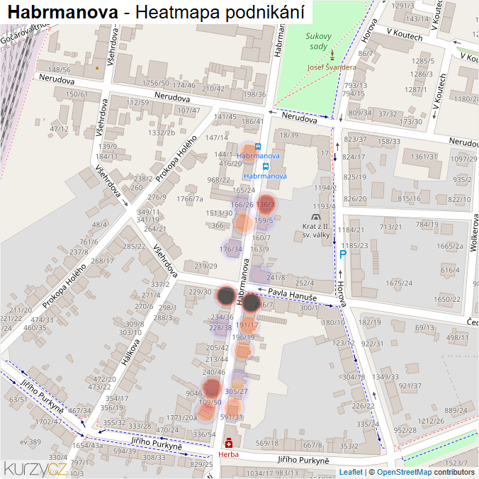 Mapa Habrmanova - Firmy v ulici.