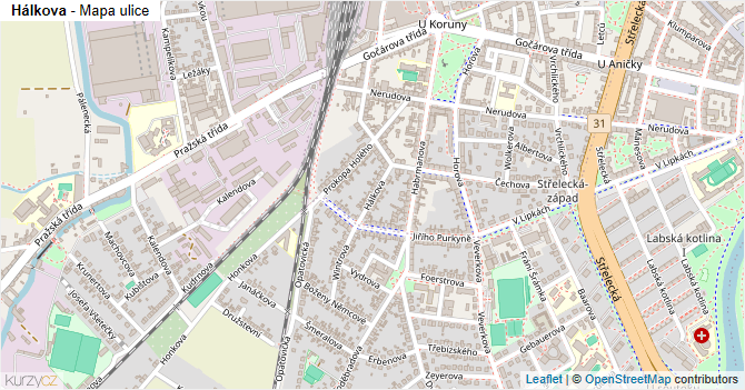 Hálkova - mapa ulice
