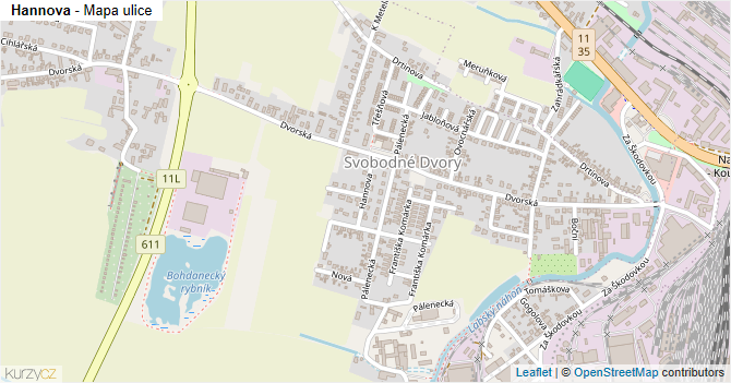 Hannova - mapa ulice