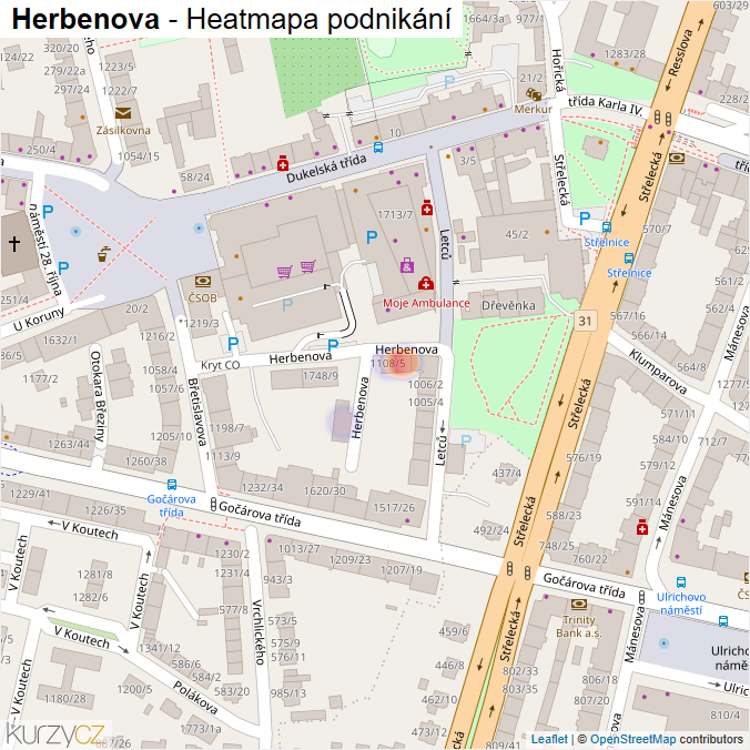 Mapa Herbenova - Firmy v ulici.