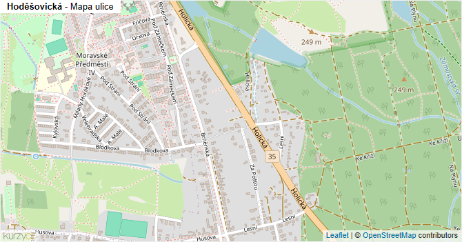 Hoděšovická - mapa ulice