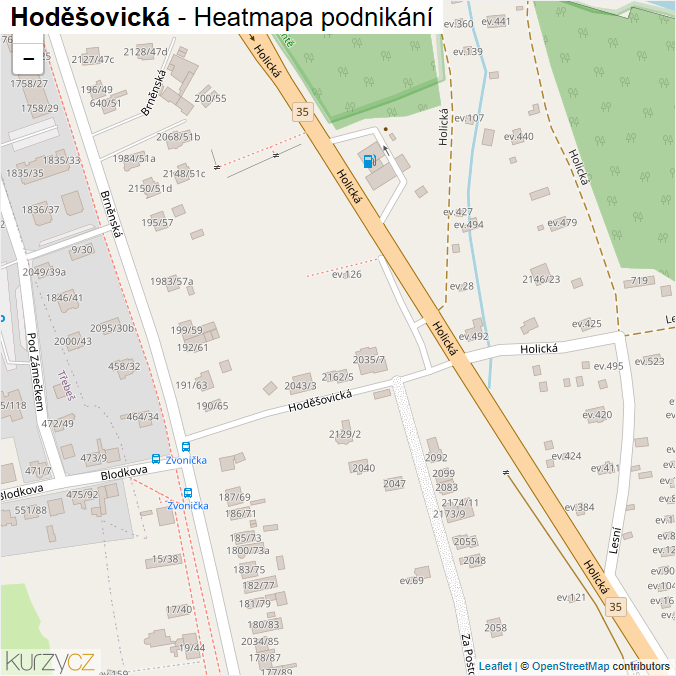 Mapa Hoděšovická - Firmy v ulici.