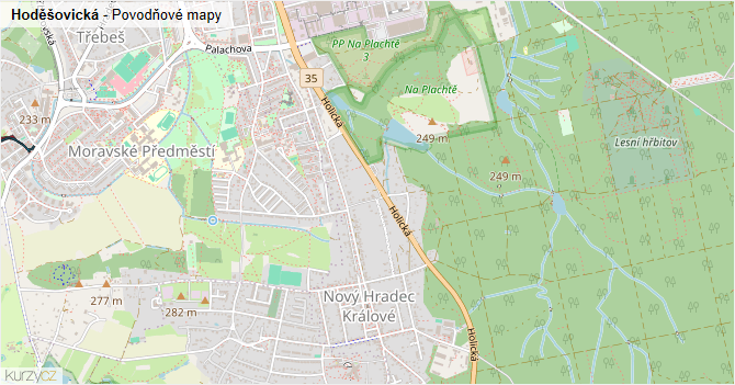 Hoděšovická - záplavové mapy stoleté vody