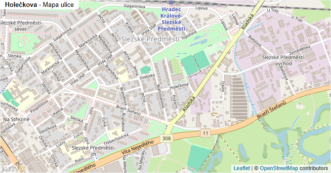 Holečkova - mapa ulice