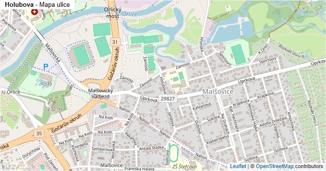 Holubova - mapa ulice