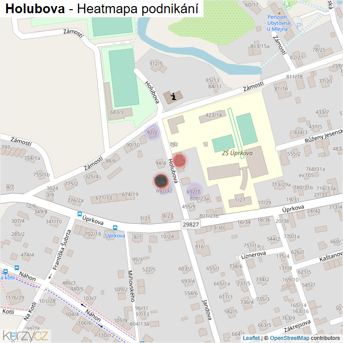 Mapa Holubova - Firmy v ulici.