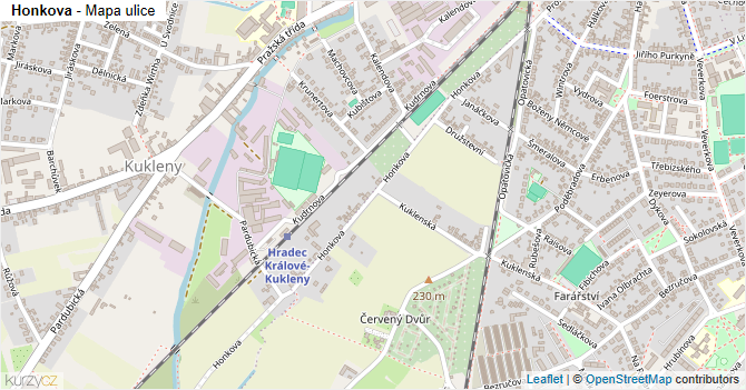 Honkova - mapa ulice