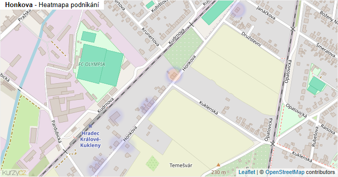 Honkova - mapa podnikání