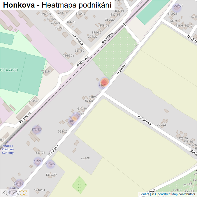 Mapa Honkova - Firmy v ulici.