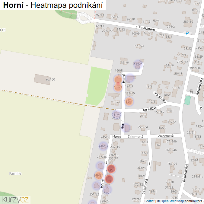 Mapa Horní - Firmy v ulici.