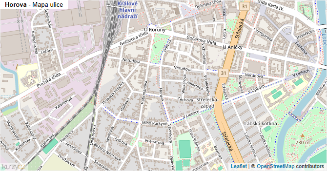 Horova - mapa ulice