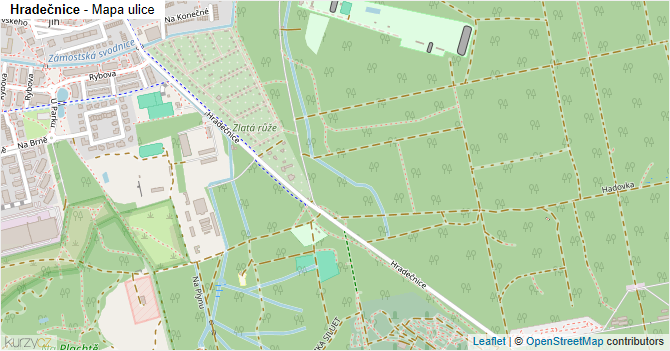 Hradečnice - mapa ulice