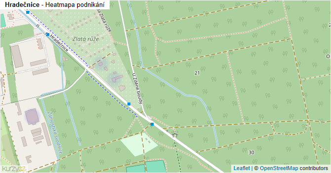 Hradečnice - mapa podnikání