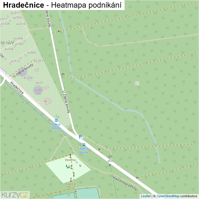Mapa Hradečnice - Firmy v ulici.