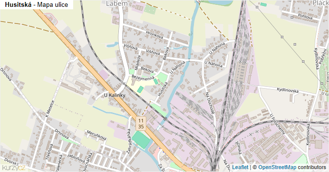 Husitská - mapa ulice