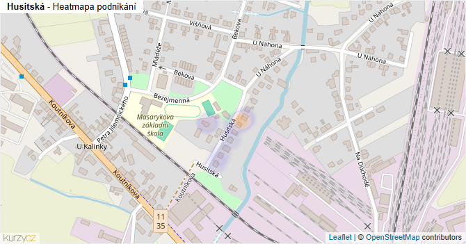 Husitská - mapa podnikání