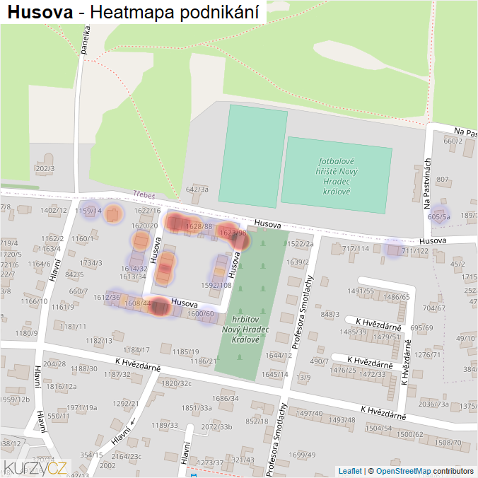 Mapa Husova - Firmy v ulici.