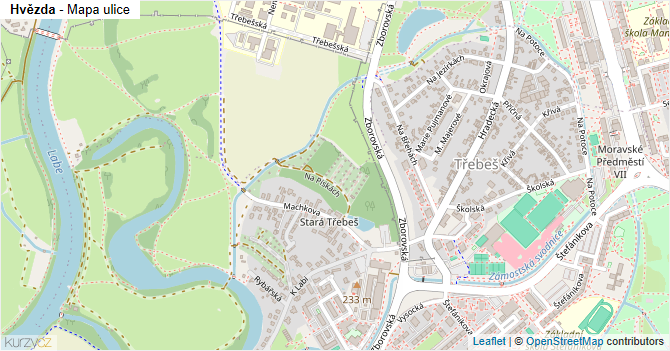 Hvězda - mapa ulice