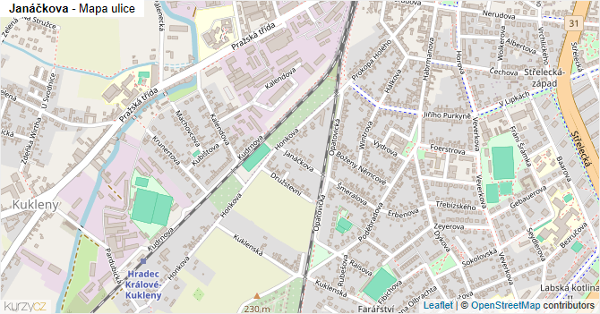 Janáčkova - mapa ulice