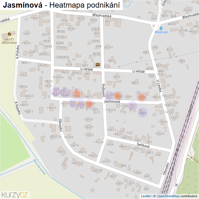 Mapa Jasmínová - Firmy v ulici.