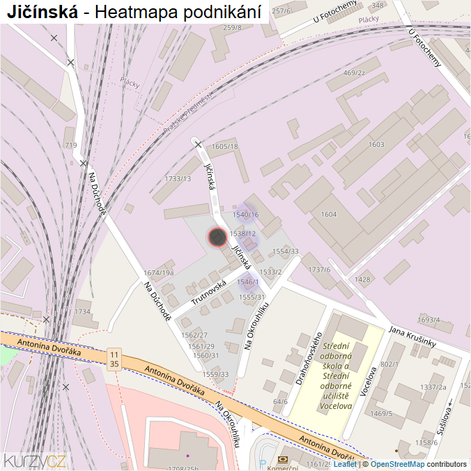 Mapa Jičínská - Firmy v ulici.