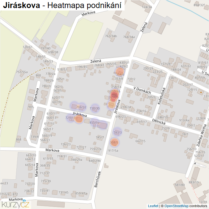 Mapa Jiráskova - Firmy v ulici.