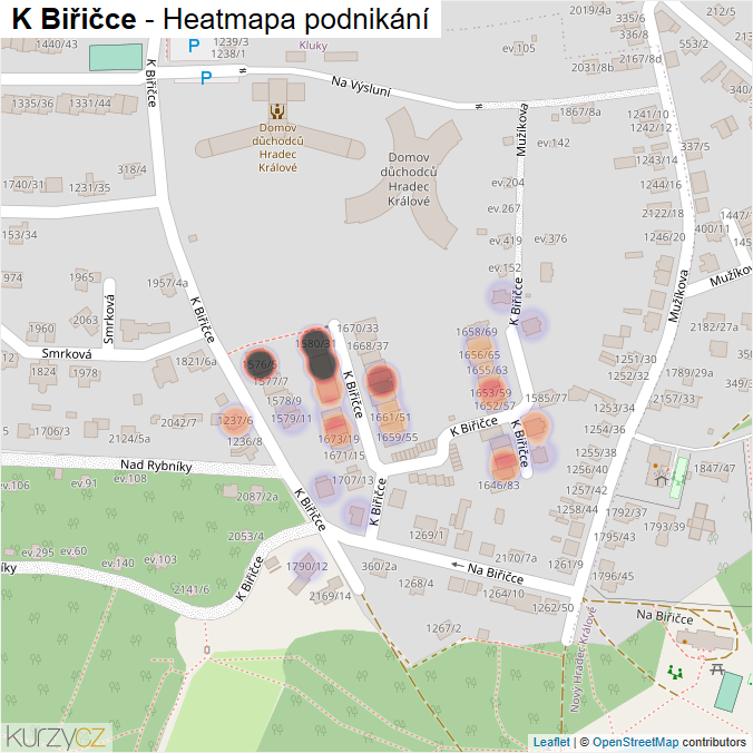 Mapa K Biřičce - Firmy v ulici.