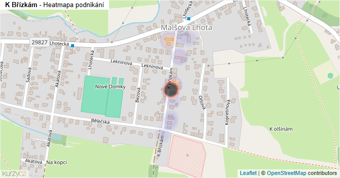 K Břízkám - mapa podnikání