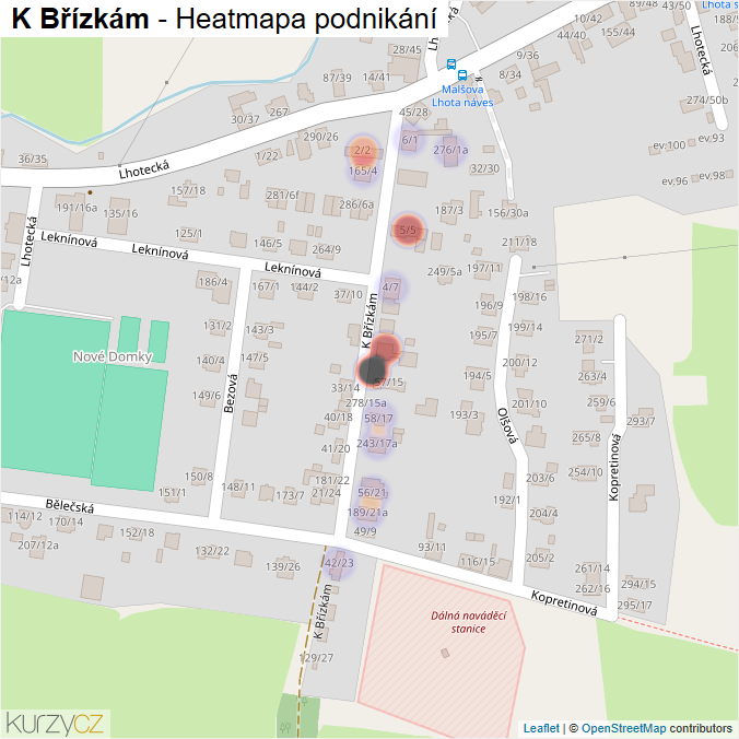 Mapa K Břízkám - Firmy v ulici.