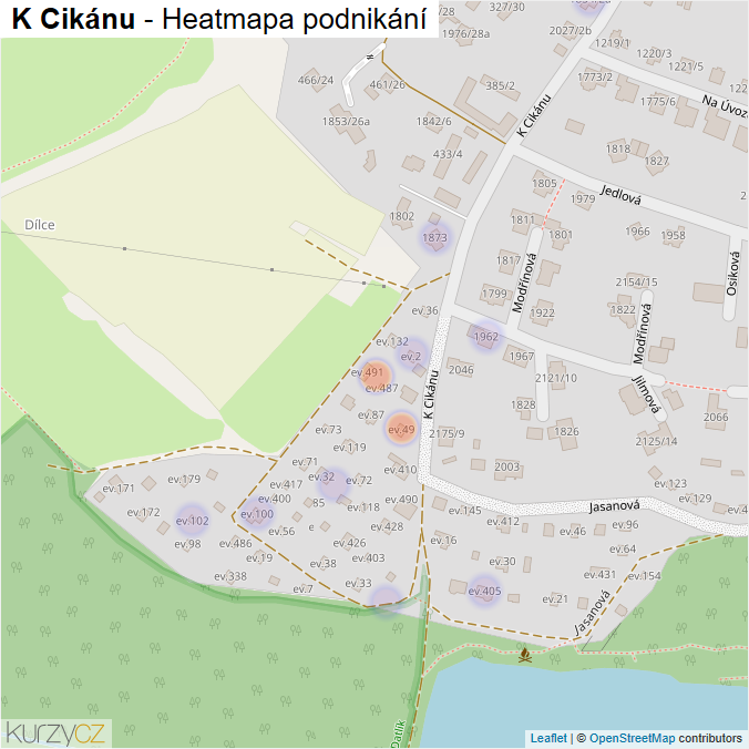 Mapa K Cikánu - Firmy v ulici.