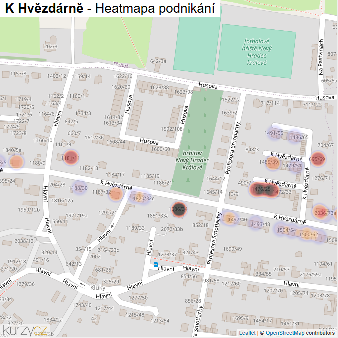 Mapa K Hvězdárně - Firmy v ulici.