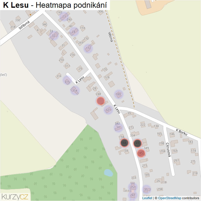 Mapa K Lesu - Firmy v ulici.