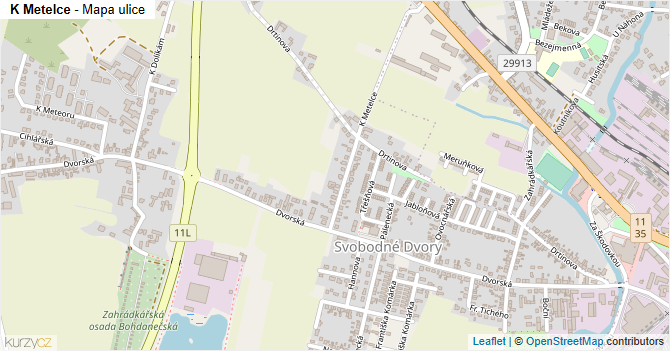 K Metelce - mapa ulice