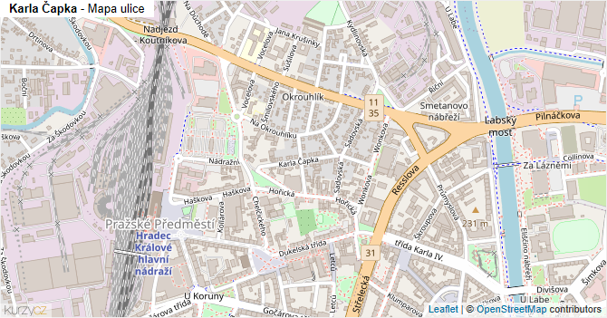 Karla Čapka - mapa ulice