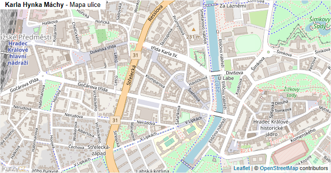 Karla Hynka Máchy - mapa ulice