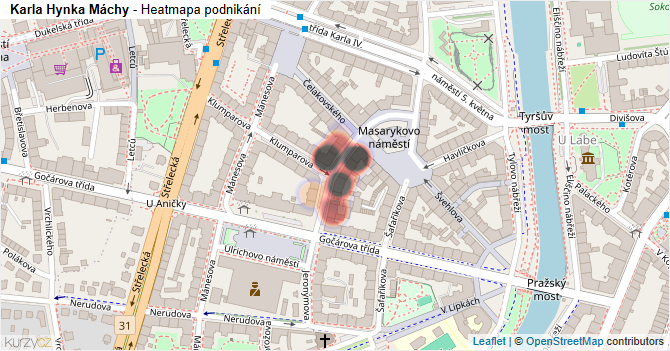 Karla Hynka Máchy - mapa podnikání