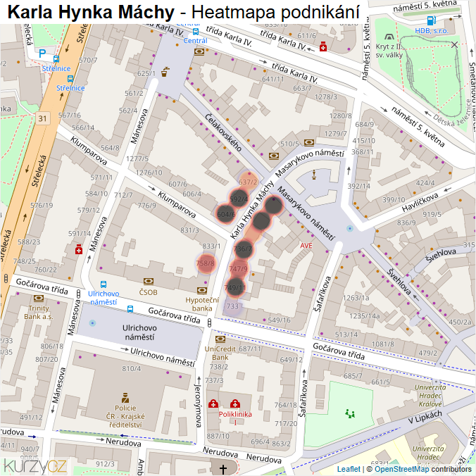 Mapa Karla Hynka Máchy - Firmy v ulici.