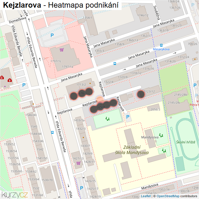 Mapa Kejzlarova - Firmy v ulici.