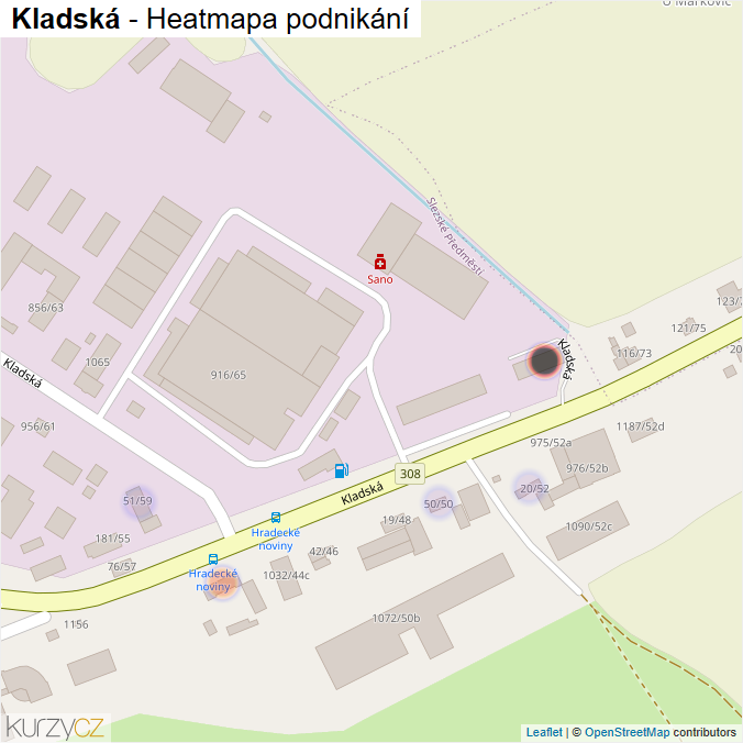 Mapa Kladská - Firmy v ulici.