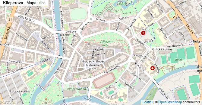 Klicperova - mapa ulice