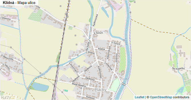Klidná - mapa ulice